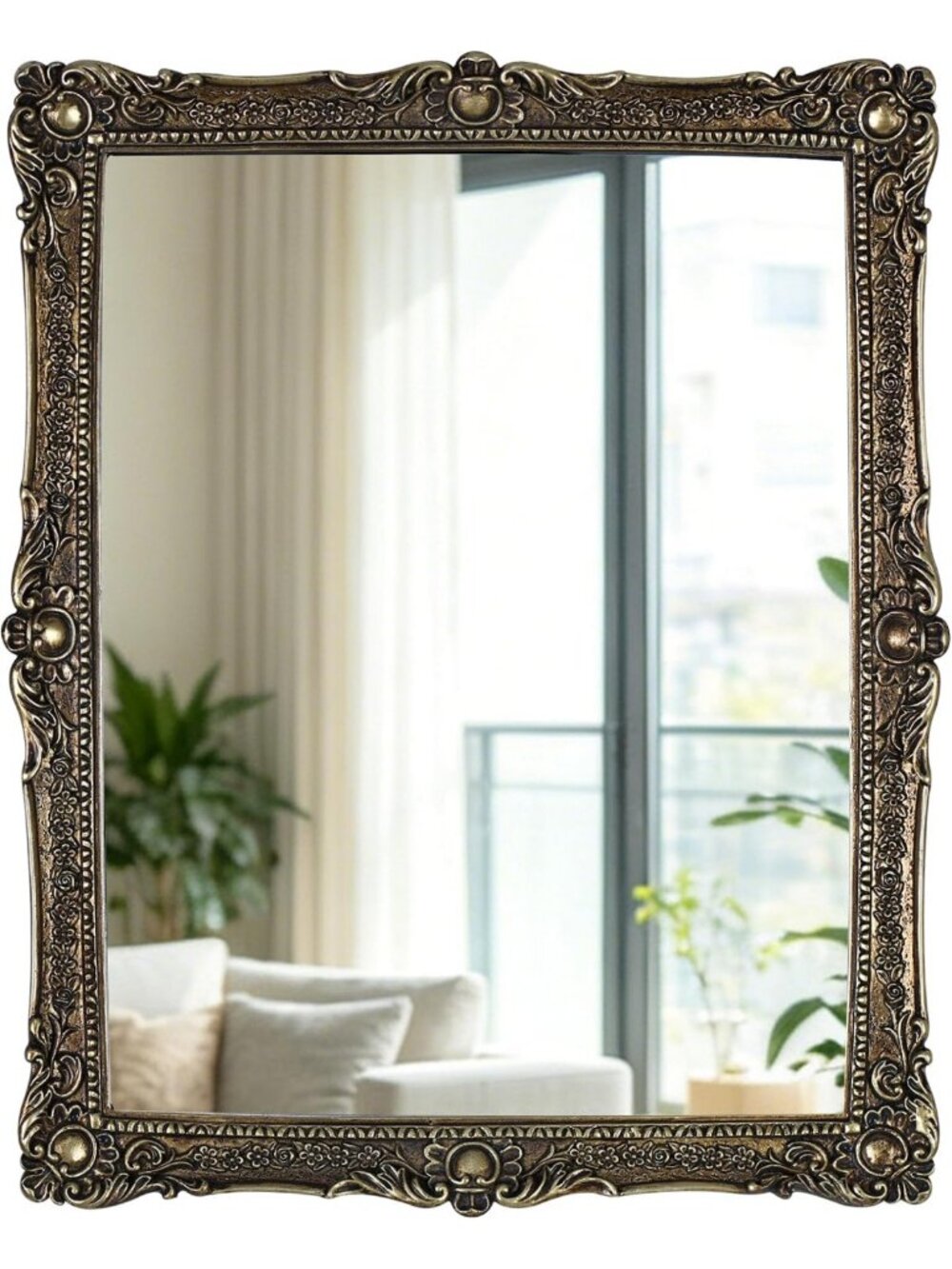 Antique Gold Wall Mirror - Freestanding or Wall Mount, 13x16 Inch Decorative